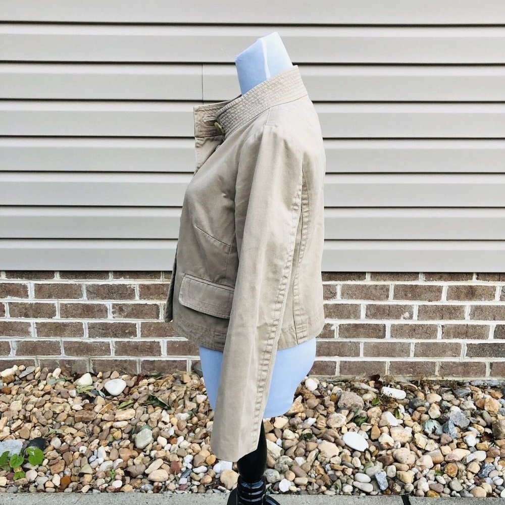 J. Crew Chino Boxy Khaki Tan Jacket Size 4 Hipster Boho Preppy Casual Layering - Picture 4 of 6